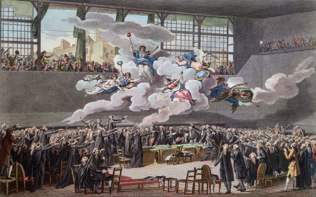 Franska revolutionen (1789-1799): Jeu de Paumes ed i Versailles den 20 juni 1789) (Franska revolutionen; Tennisbanans ed den 20 juni 1789, Versailles) av School French