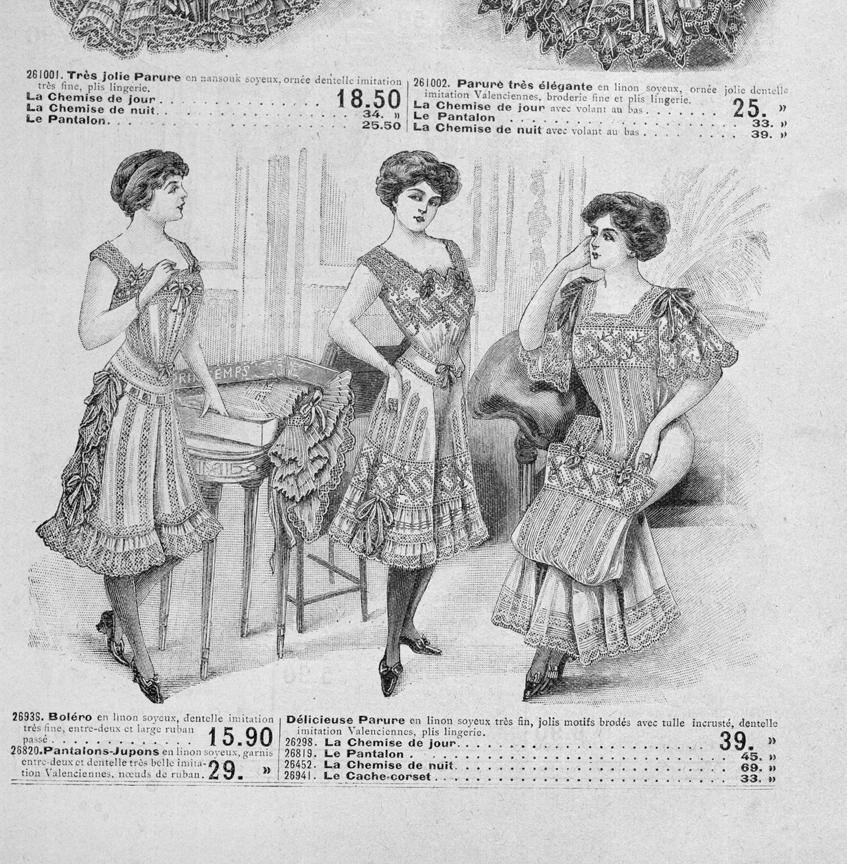 Fransk underklädeskatalog c.1900 av School French