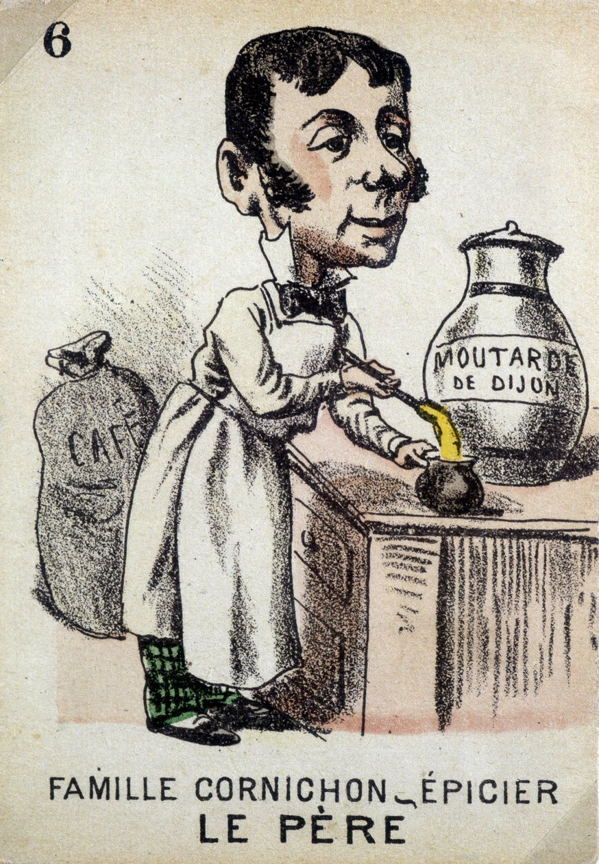 Game of the Seven Families: Fadern till Mustard Family (grocers). Jouier Card Museum, Issy-les-Moulineaux. av School French