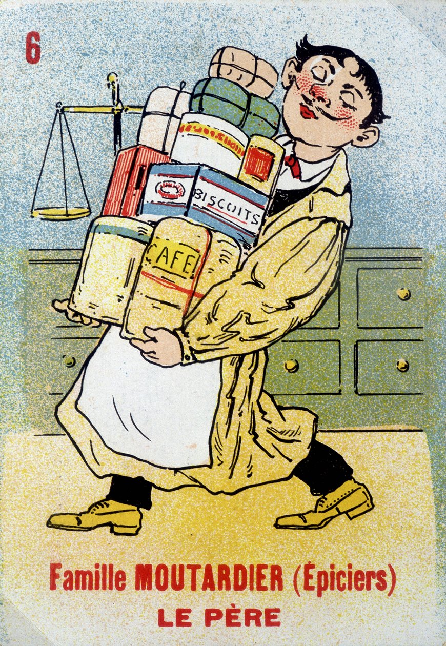 Game of the Seven Families: Fadern till Mustard Family (grocers). Jouier Card Museum, Issy-les-Moulineaux. av School French