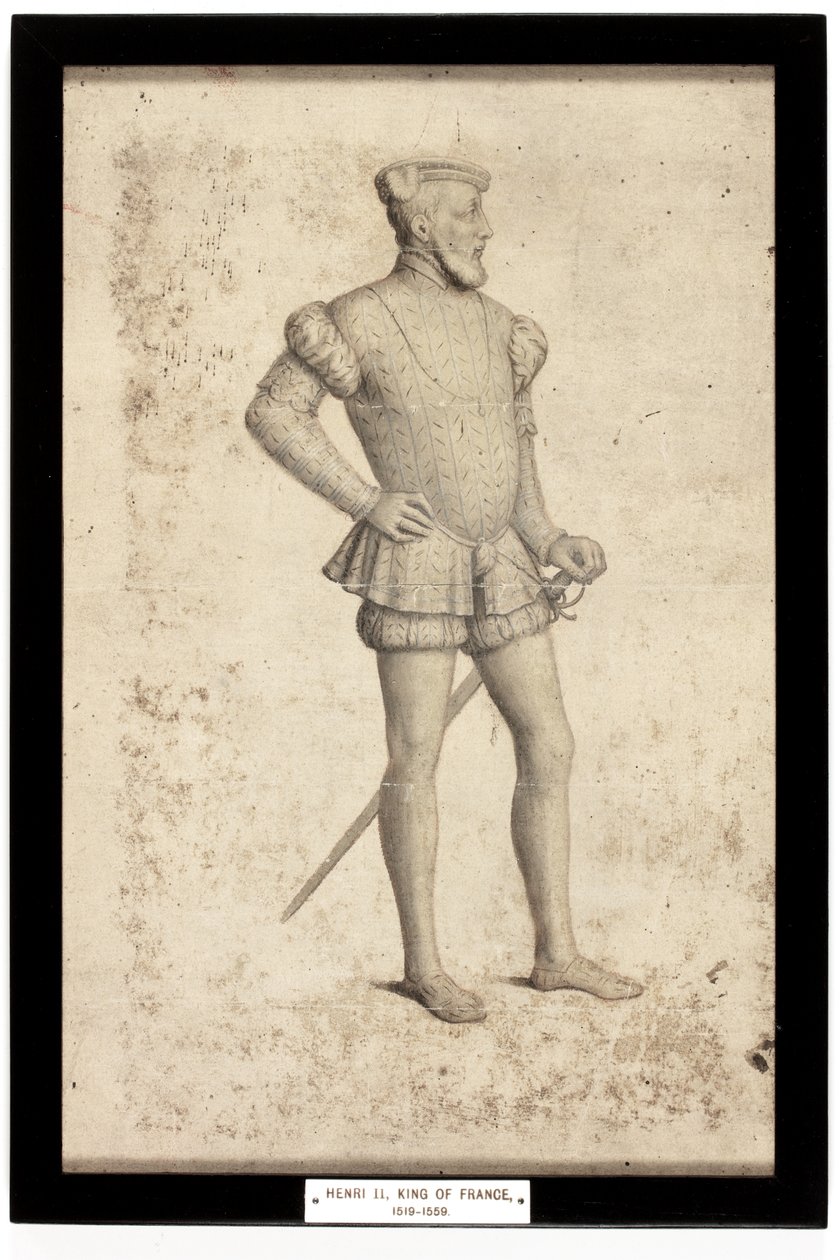 Henrik II, Frankrikes kung (penna och akvarell på papper) av School French