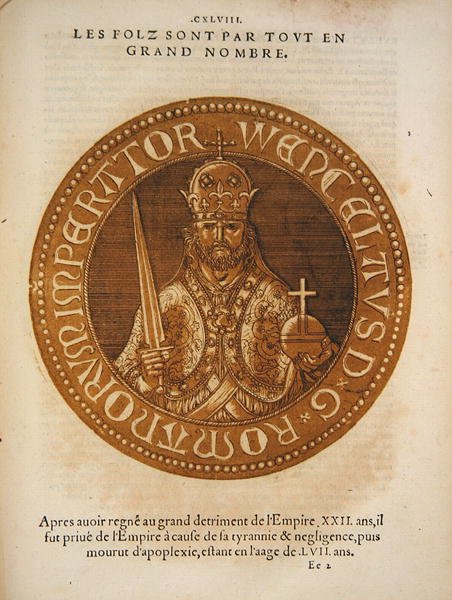 Den heliga romerska kejsaren Wenceslaus av Böhmen (färglitografi) av School French