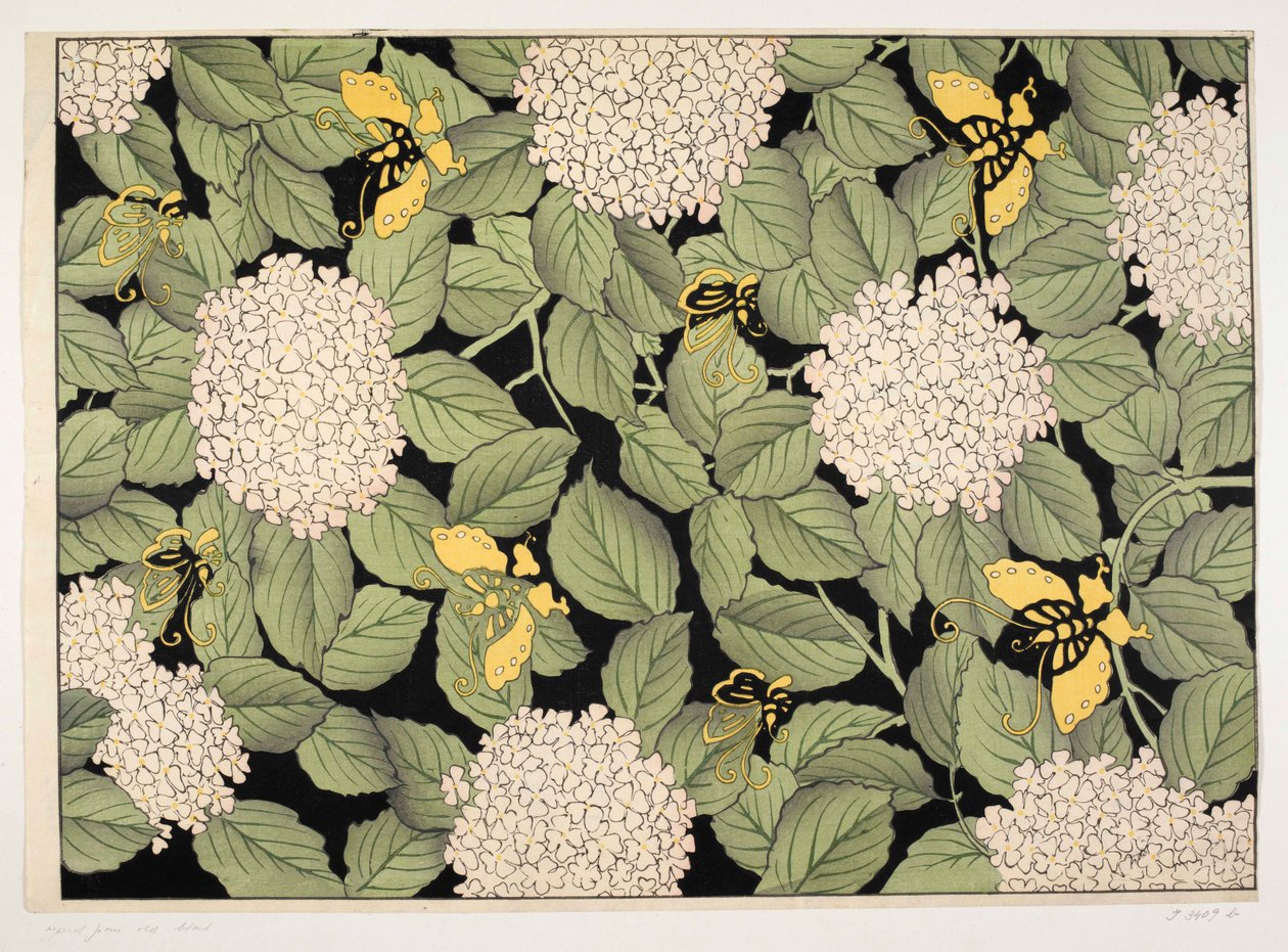 Japansk blommönster, illustration från 