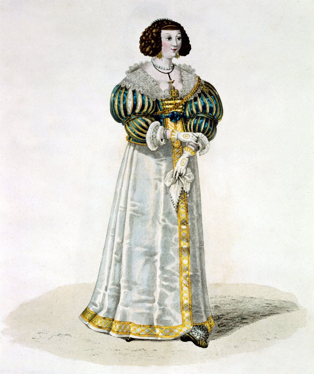 Louise de La Fayette aka Madame de Lafayette (färggravyr) av School French