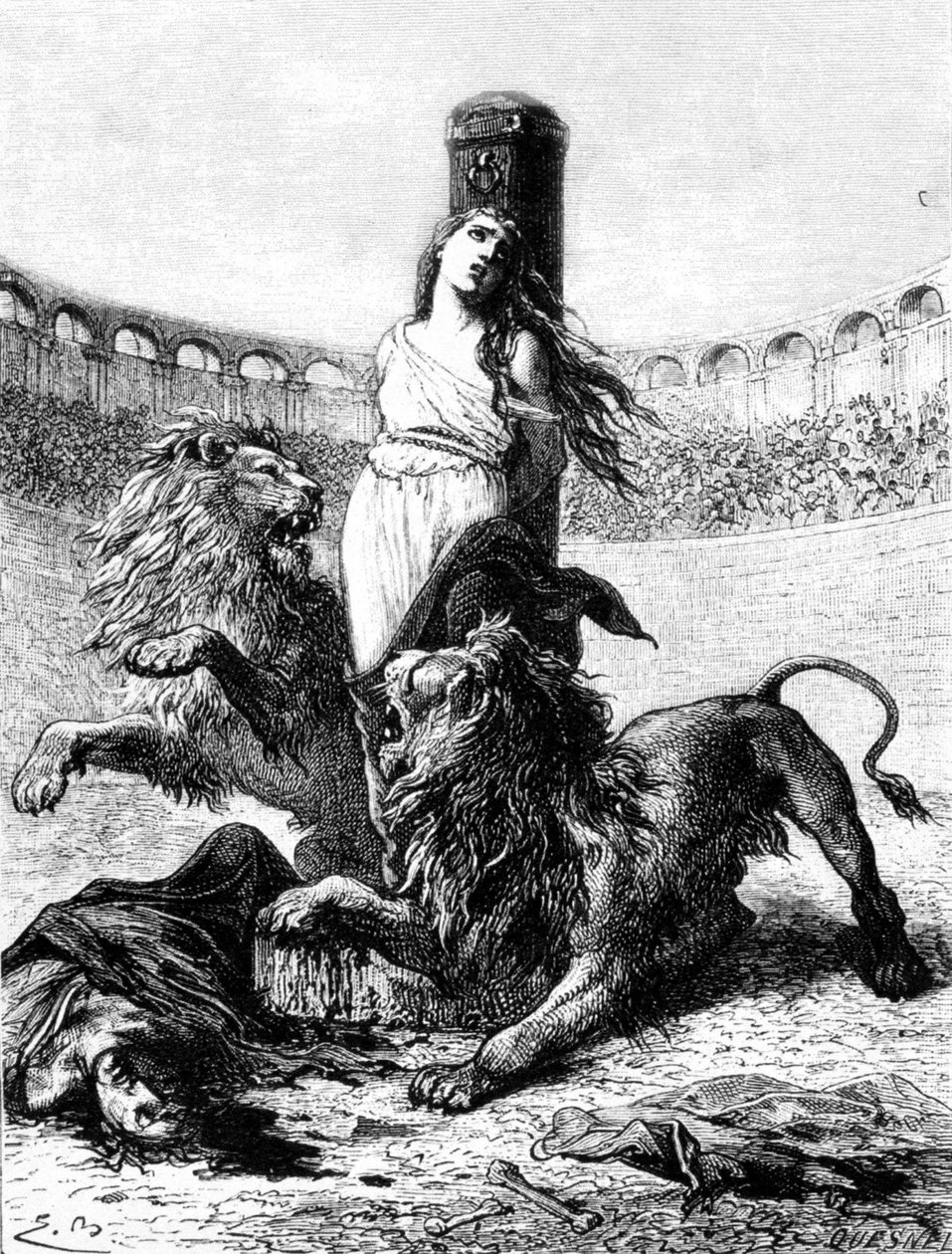 Martyr av Saint Blandine (kristna förföljelser i Lyon) av School French