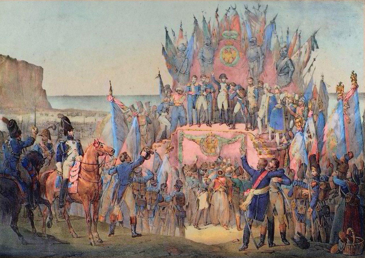 Militärfestival i Boulogne med Napoleon som distribuerar Stars of the Legion of Honor - Victor Adam (franska av School French