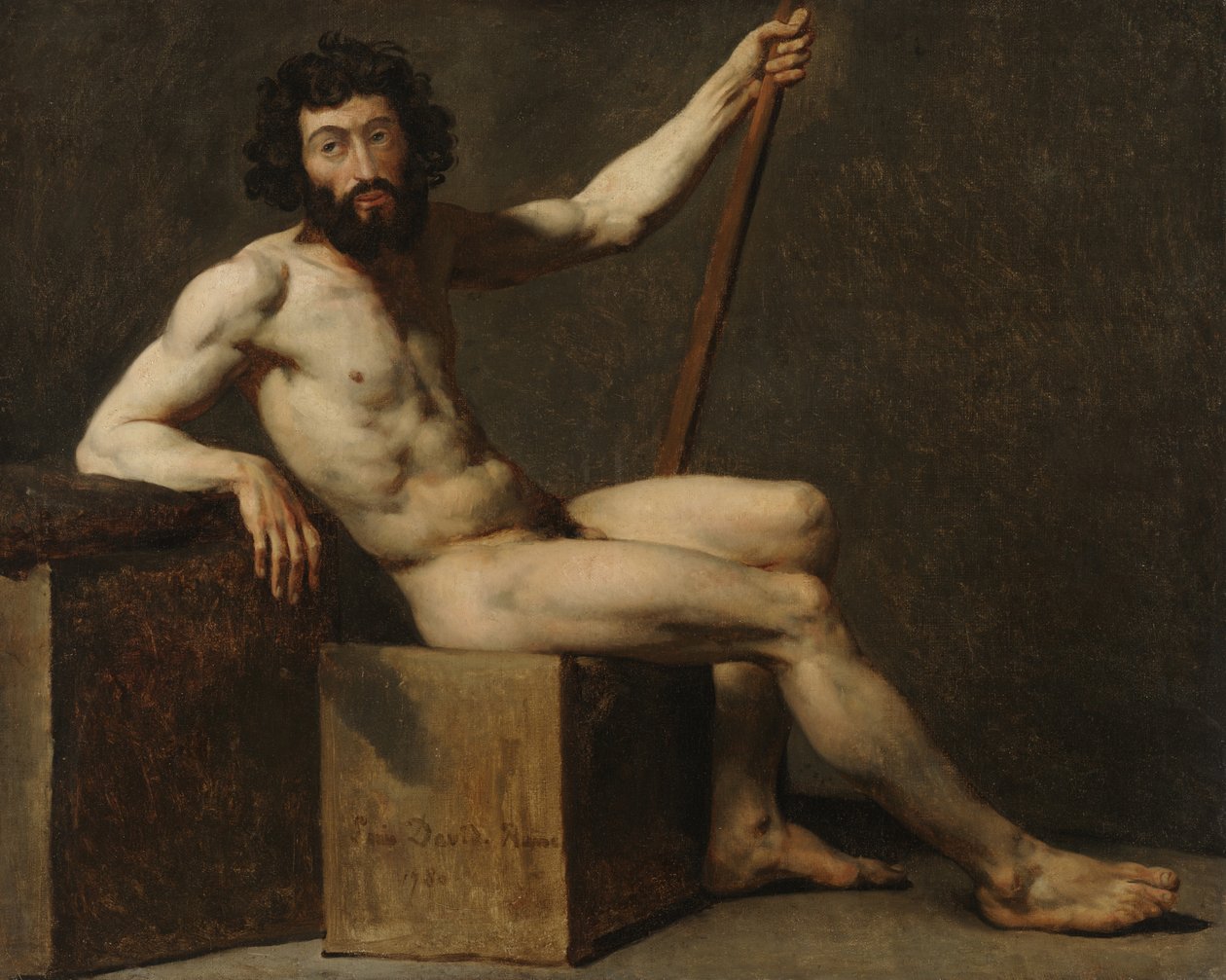 Nakenstudie, sent 1700-tidigt 1800-tal (olja på duk) av School French