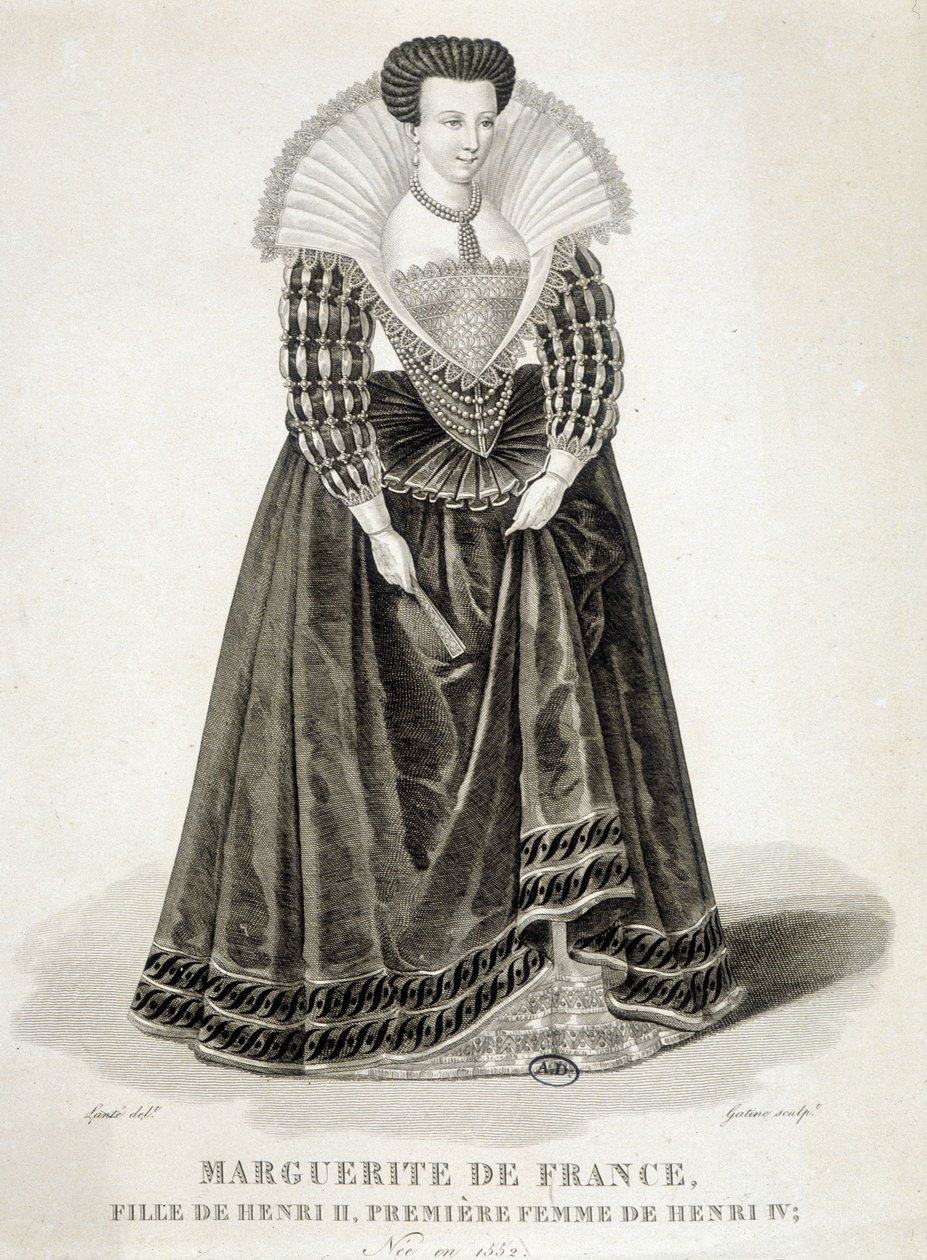 Porträtt av Margareta av Valois, känd som drottning Margot (1553-1615), drottning av Navarra, Henrik IV:s första fru. av School French