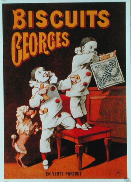 Affisch med reklam för "Georges"-kex (färg litho) av School French