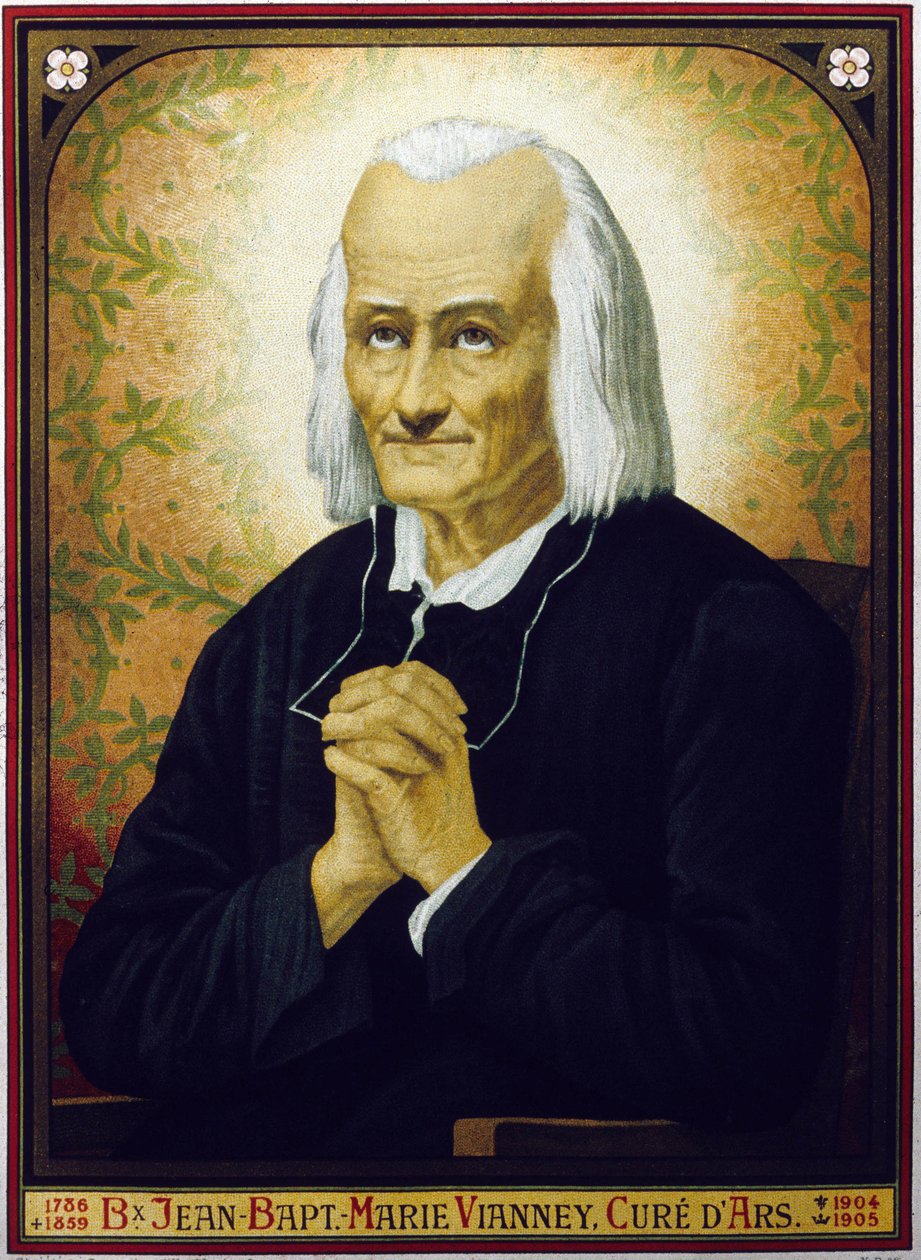 Saint Jean Baptiste Vianney (färg litho) av School French