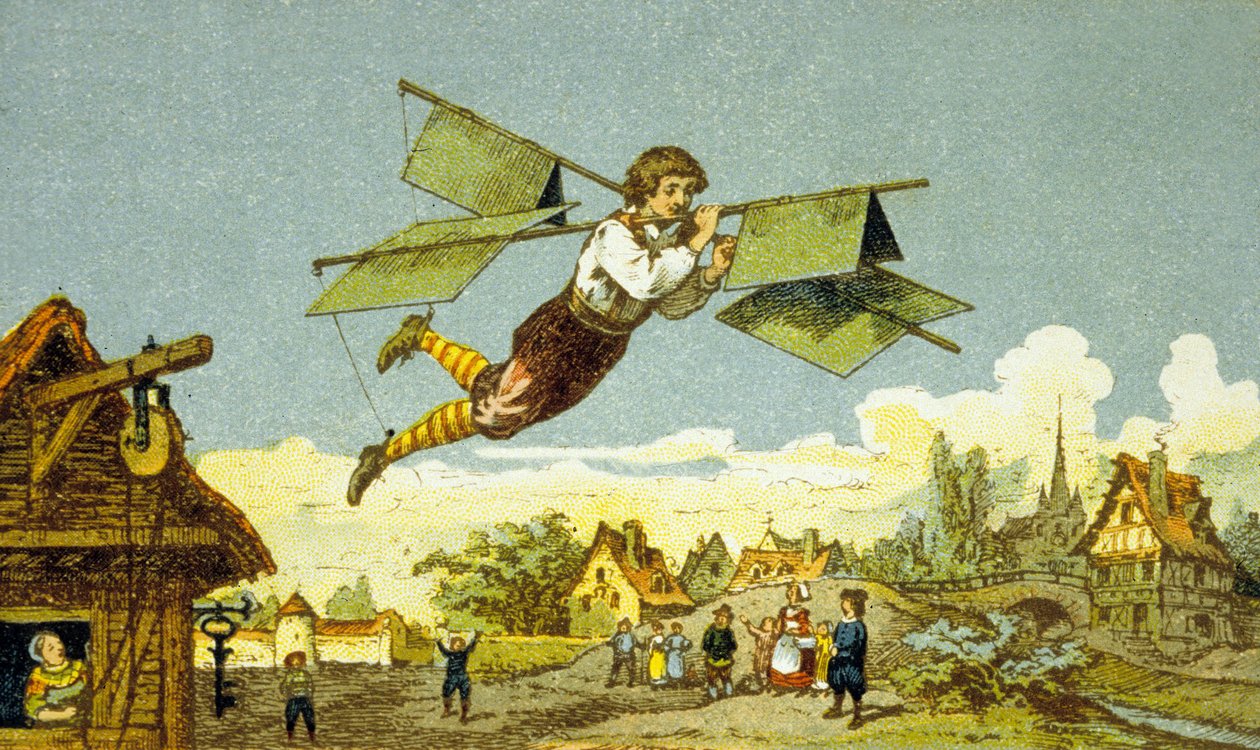 The Flight of Locksmith, Le Besnier (färg litho) av School French