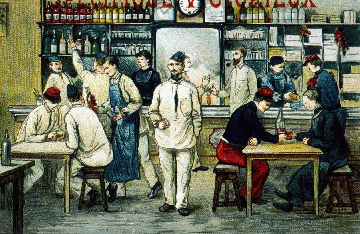 Matsalen (färggravyr) av School French