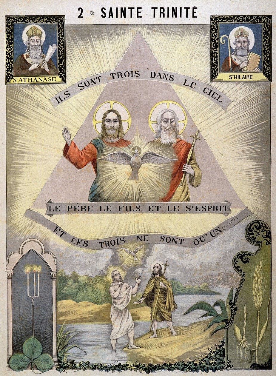 Det finns tre i himlen, Fadern Sonen och den Helige Ande, och dessa tre är bara en. av School French