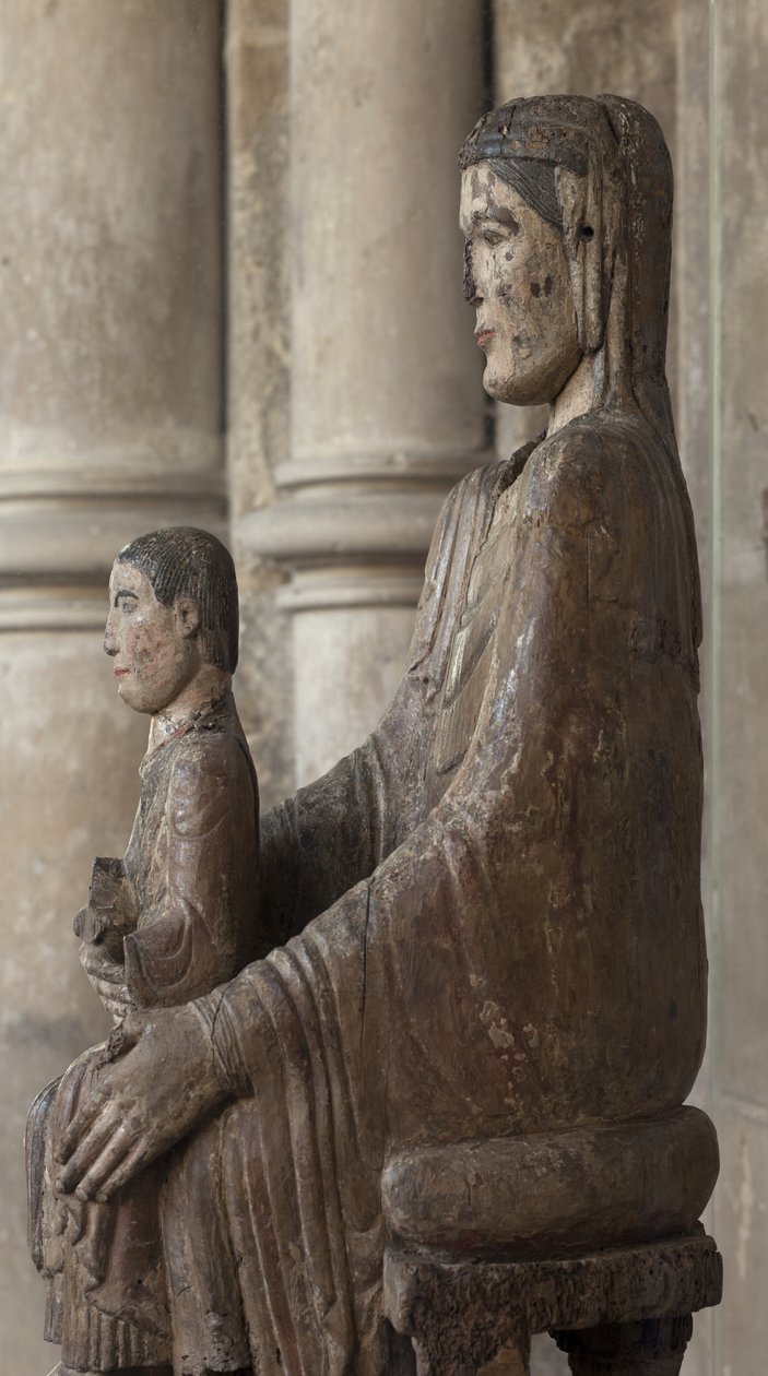 Virgin and Child (målat trä) av School French