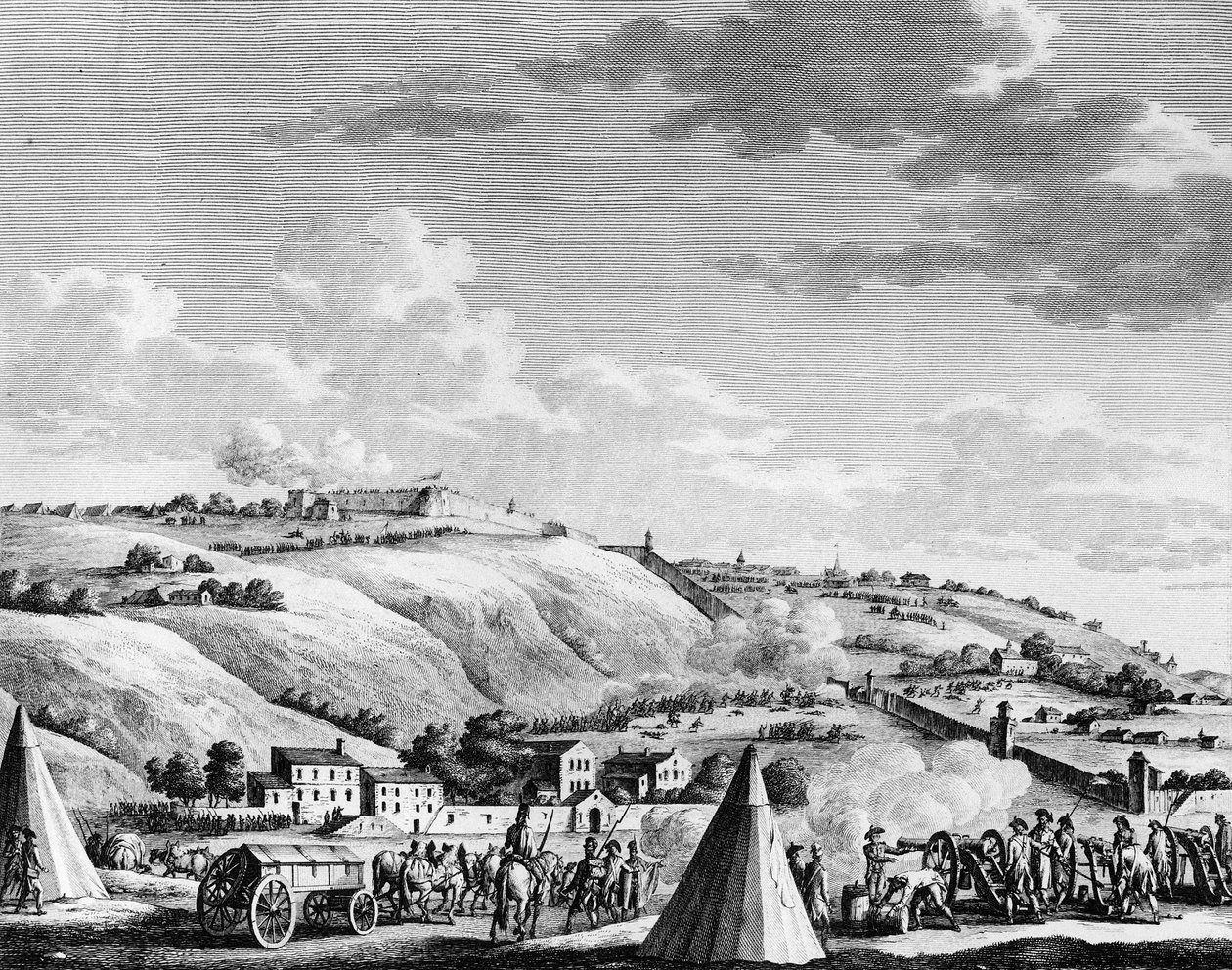 Franska revolutionens krig och rörelser mot revolutionärer: Belägring och erövring av staden Lyon av den franska republikanska armén den 9 oktober 1793 mot de rojalistiska trupperna. Paris, biblioteket vid Institutet för revolutionshistoria av School French
