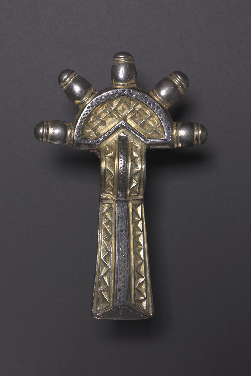 Bow Fibula, Alemannic, 500-550 (förgylld silver och niello) av School German