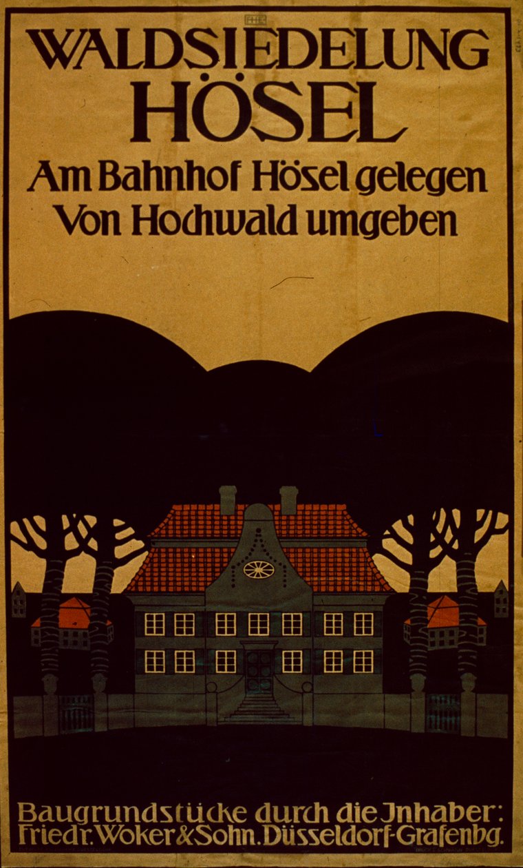 Waldsiedlung Hotel Annons på tyska, ca 1890 (affisch) av School German