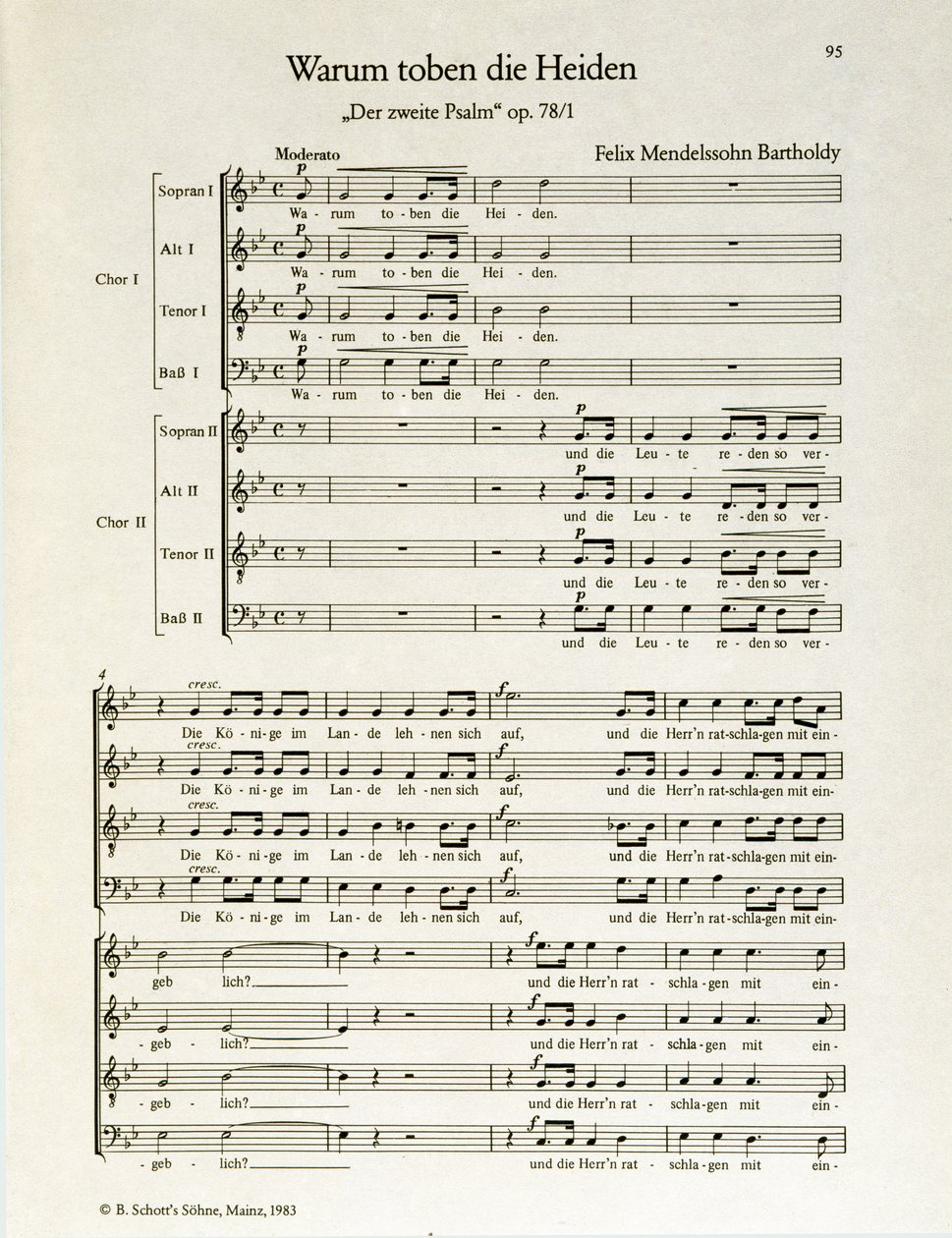 "Varför rasar hedningarna" andra psalm, op.38, av Felix Mendelssohn (litho) av School German