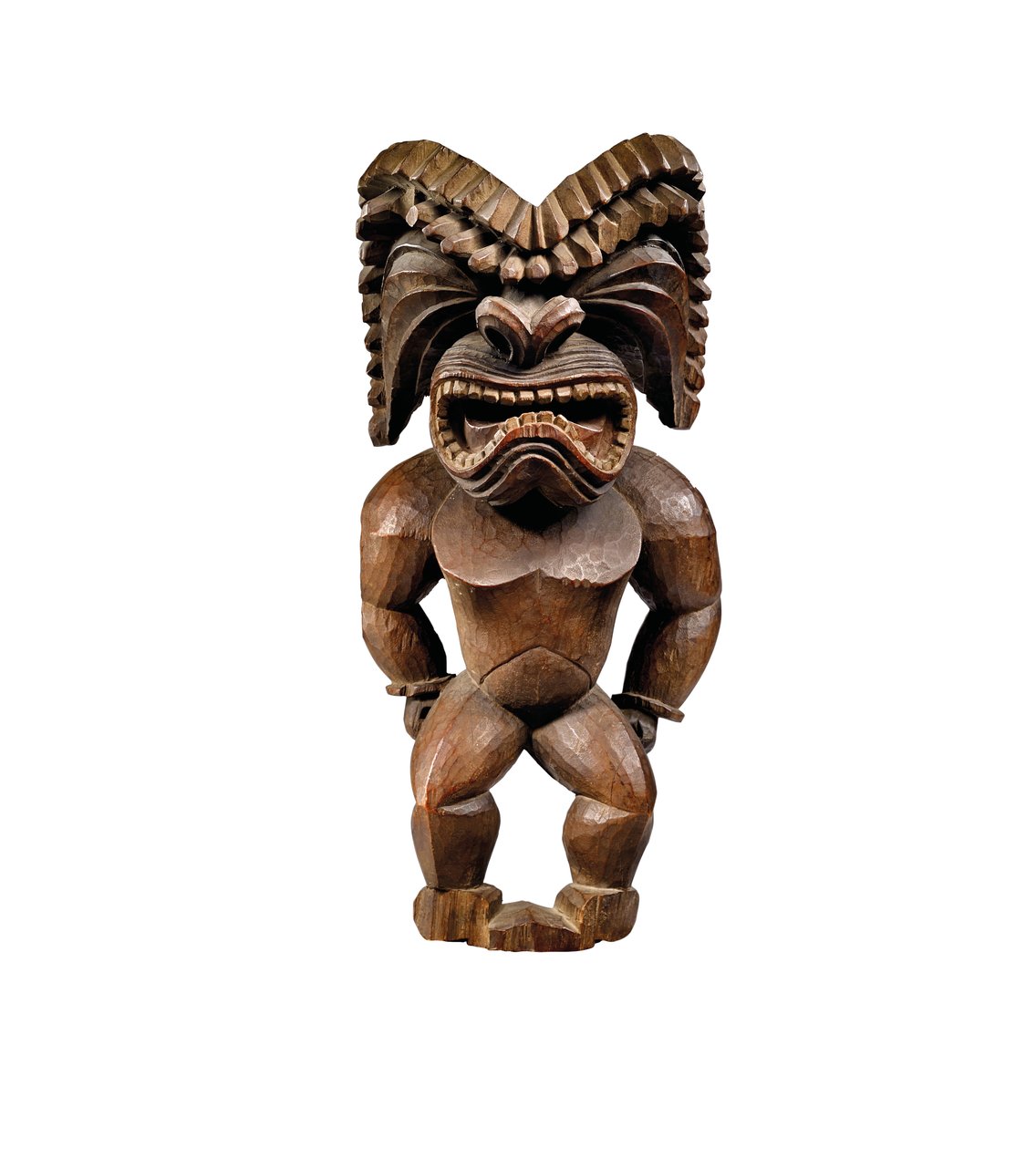 Hawaiiansk figur, kona-stil, representerande krigsguden, ku ka ’ili moku, ca 1780-1820 (trä) av School Hawaiian