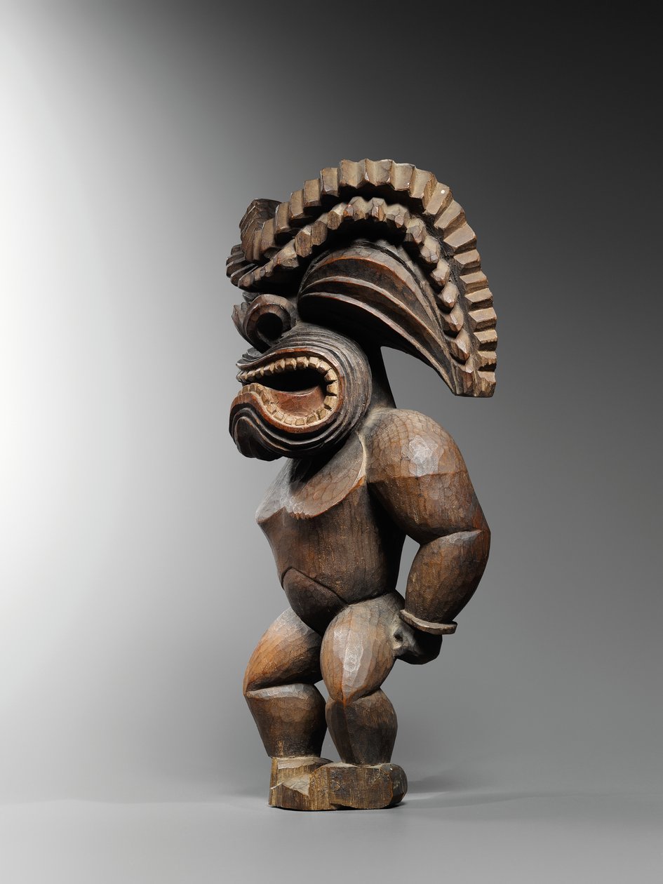 Hawaiiansk figur, kona-stil, representerande krigsguden, ku ka ’ili moku, ca 1780-1820 (trä) av School Hawaiian