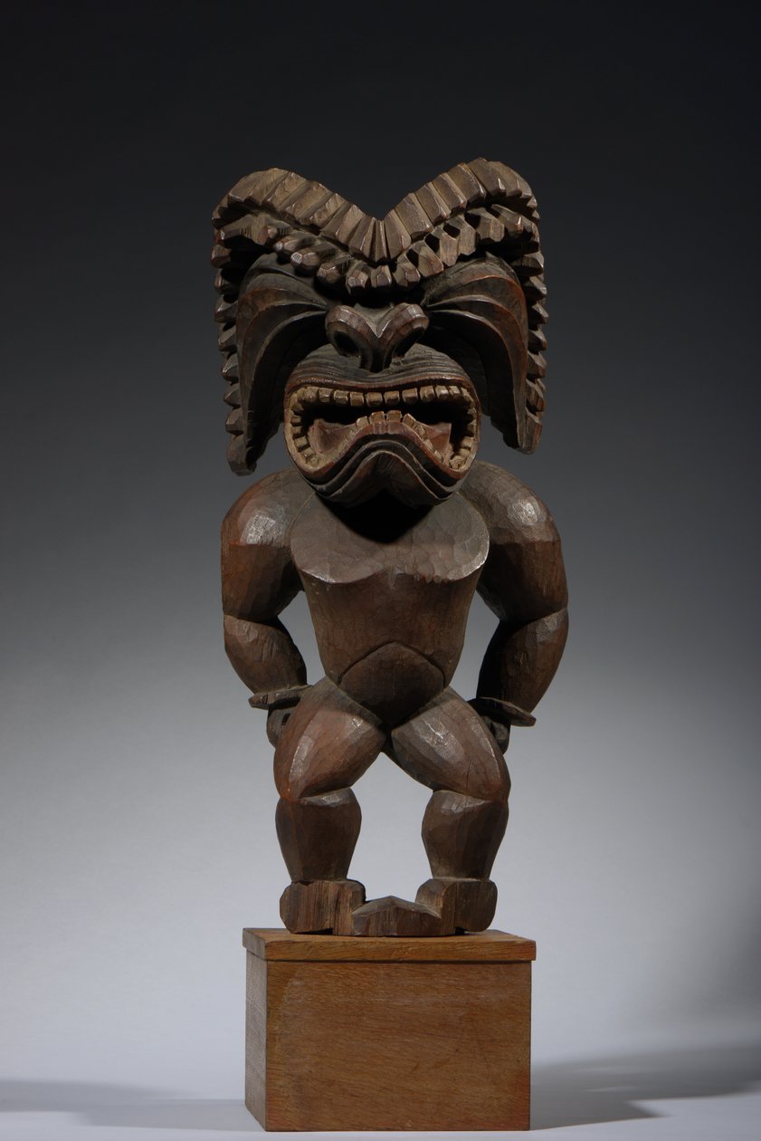 Hawaiiansk figur, kona-stil, representerande krigsguden, ku ka ’ili moku, ca 1780-1820 (trä) av School Hawaiian
