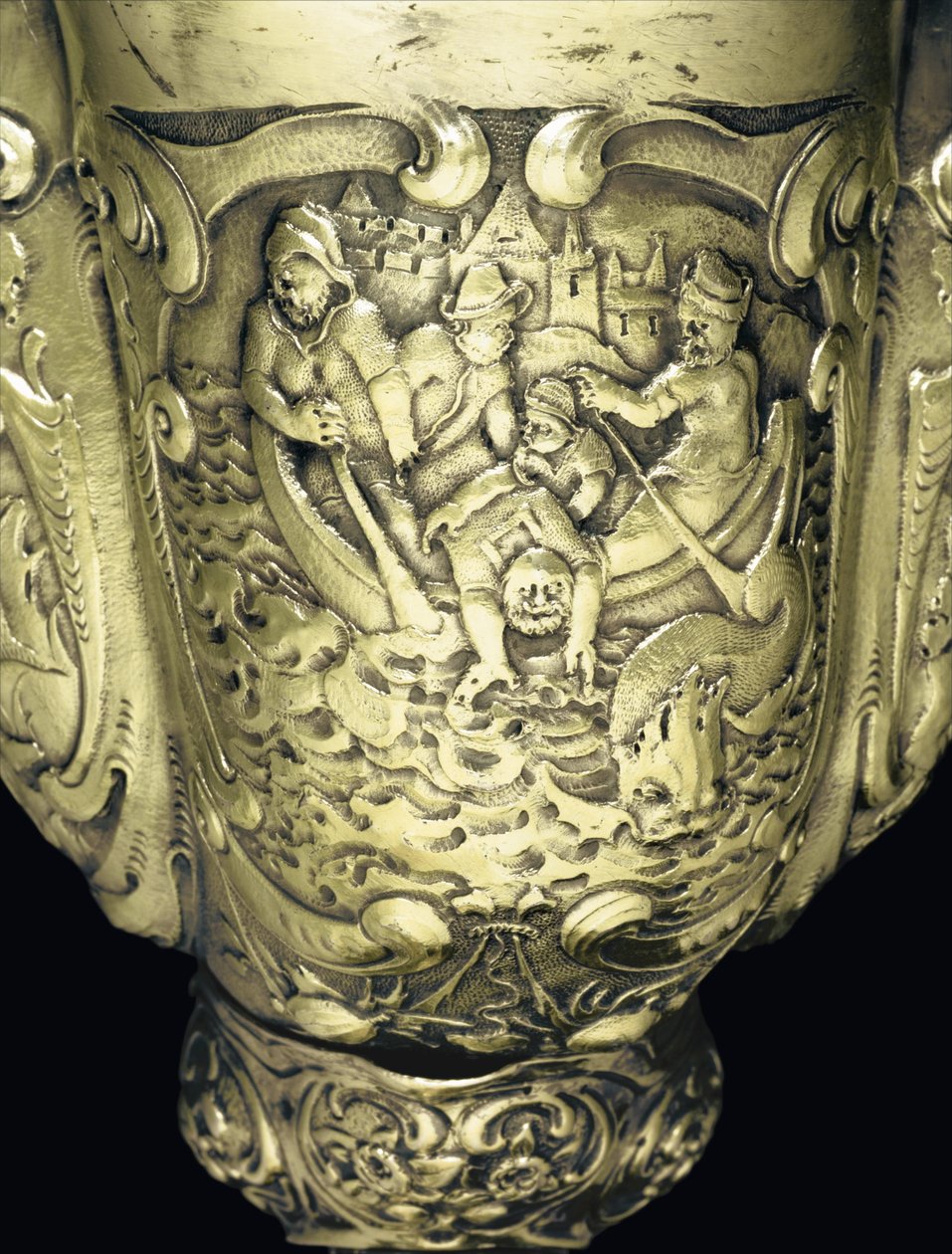 Monterad nautiluskopp, Nagyszeben, mitten av 1600-talet (skal & silverförgylld) (detalj av 3434804) av School Hungarian