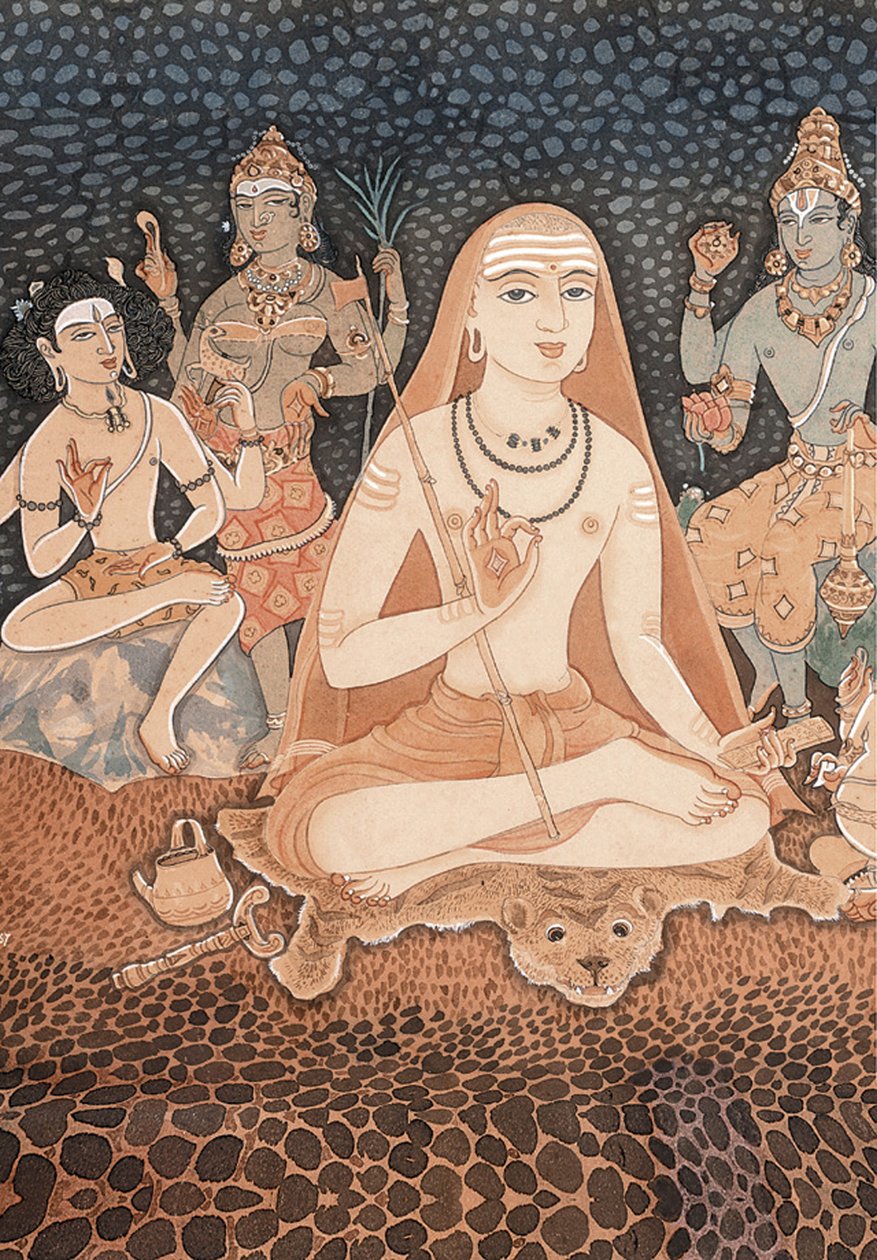 Adi Sankara (akvarell på papper) av School Indian