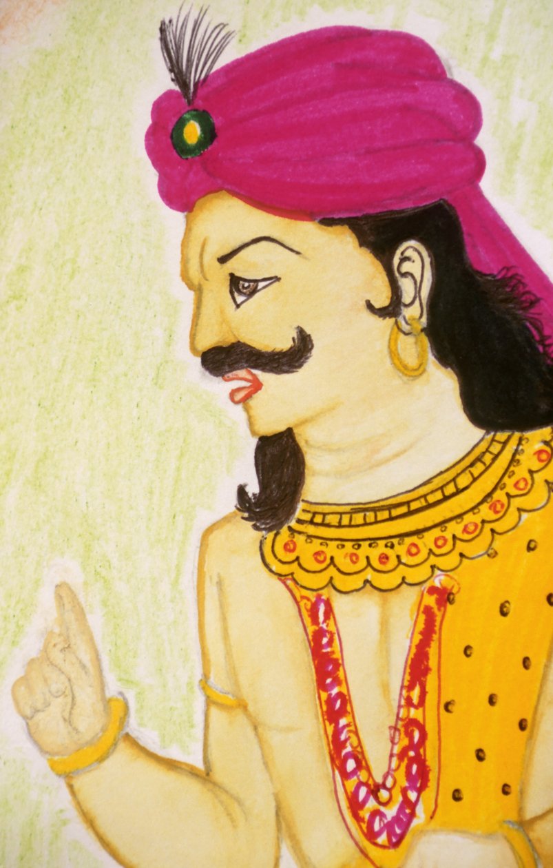 Chandragupta (akvarell på papper) av School Indian