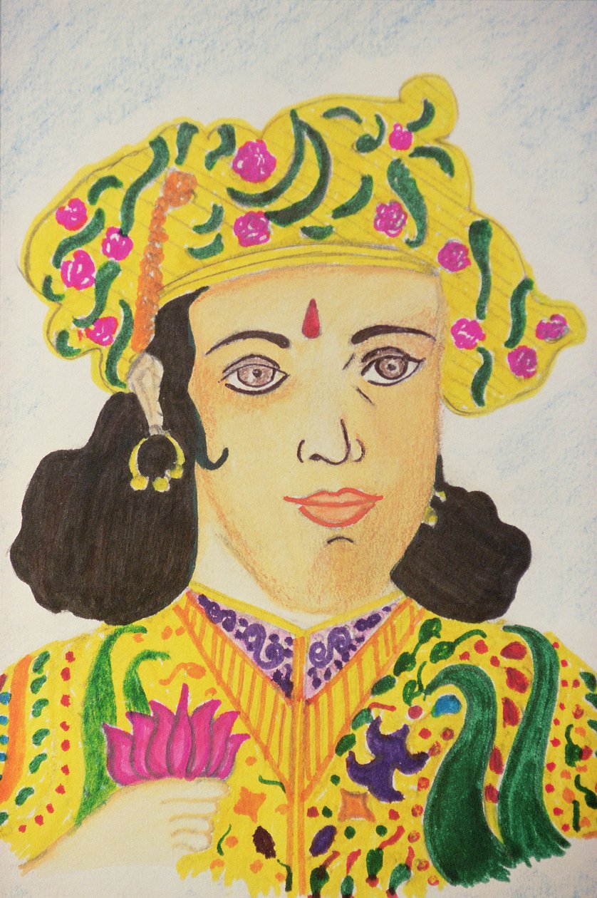 Kejsare Ashoka (akvarell) av School Indian