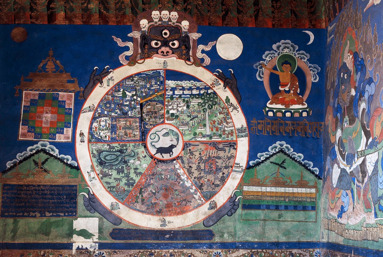 Mandal, Lamistklostret i Shankar, Leh, Ladakh, Jammu och Kashmir, Indien av School Indian