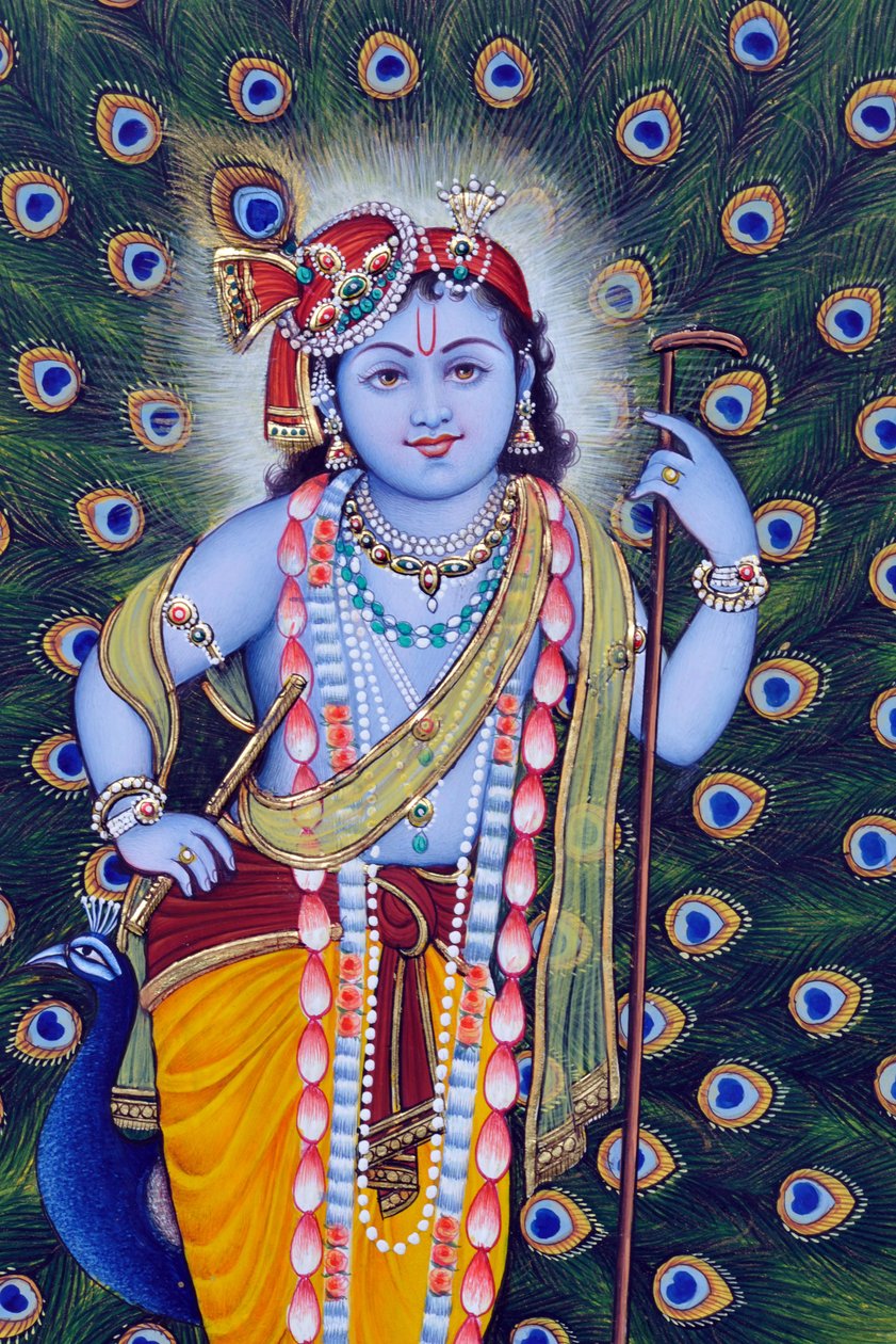 Miniatyrmålning av Bal Krishna av School Indian