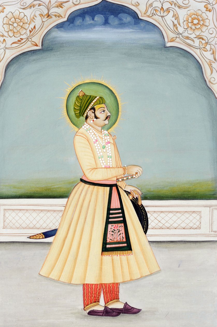 Miniatyrmålning av Maharaja Kishan Singh, Jaipur av School Indian