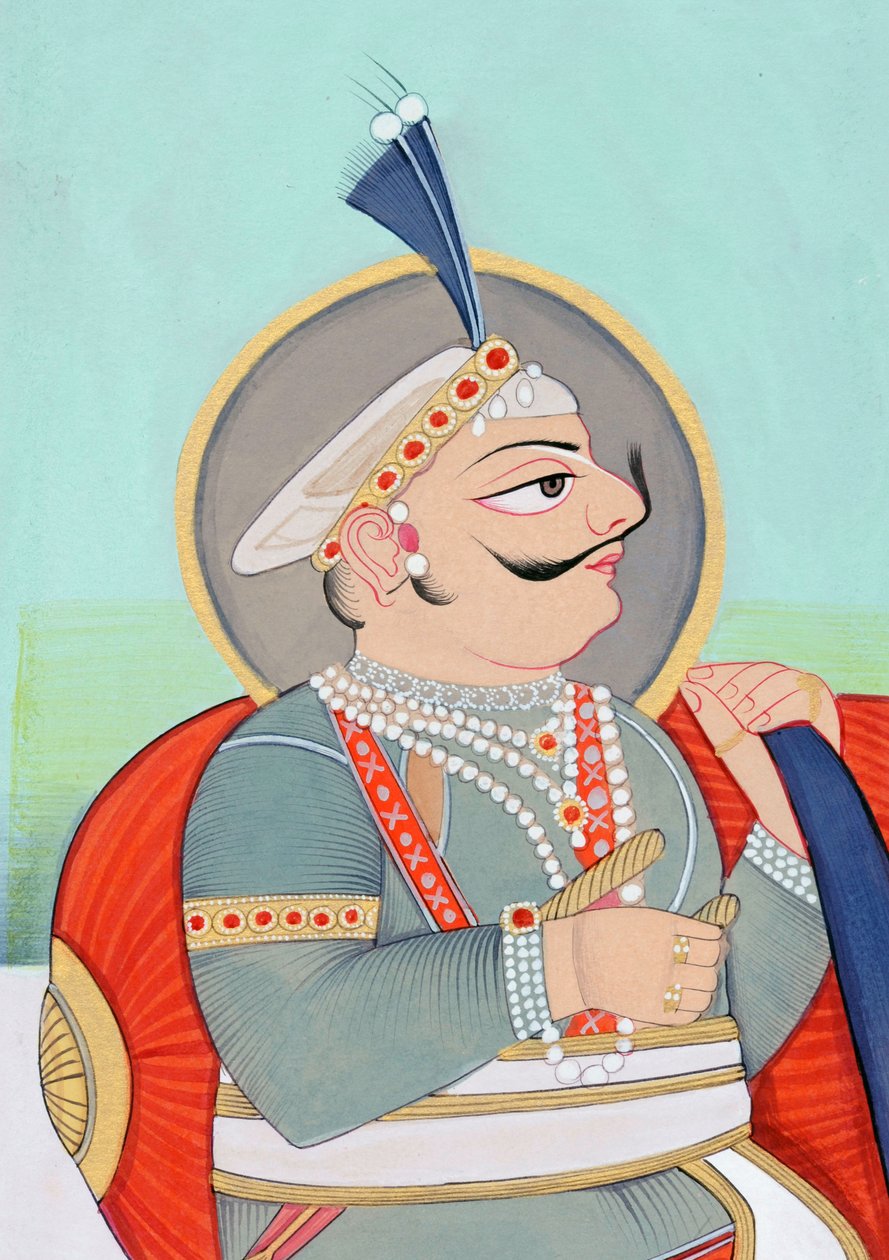 Miniatyrmålning av Maharaja Prithviraj Chauhan Ajmer av School Indian