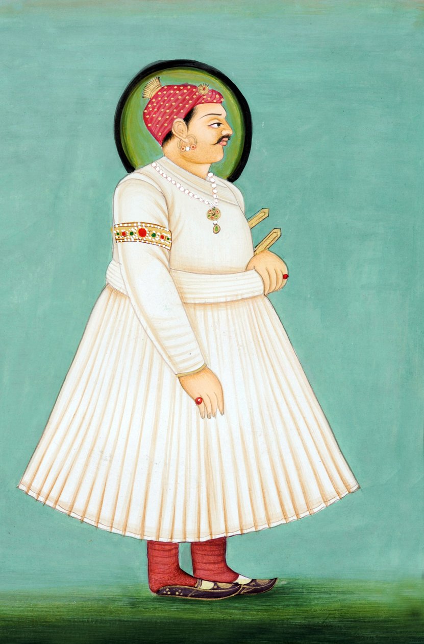 Miniatyrmålning av Maharaja Sawai Ishwari Singh, Jaipur av School Indian