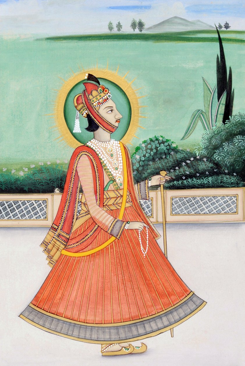 Miniatyrmålning av Maharaja Sawai Jai Singh Third, Jaipur av School Indian