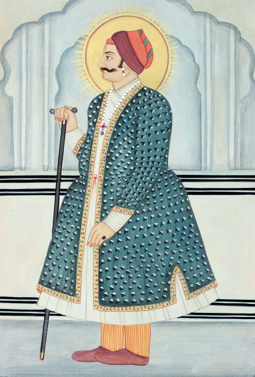 Miniatyrmålning av Maharaja Sawai Jai Singh Two, Jaipur av School Indian