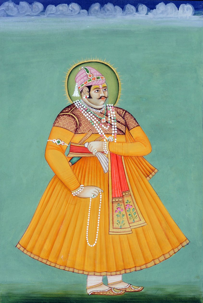 Miniatyrmålning av Maharaja Sawai Madho Singh, Jaipur av School Indian