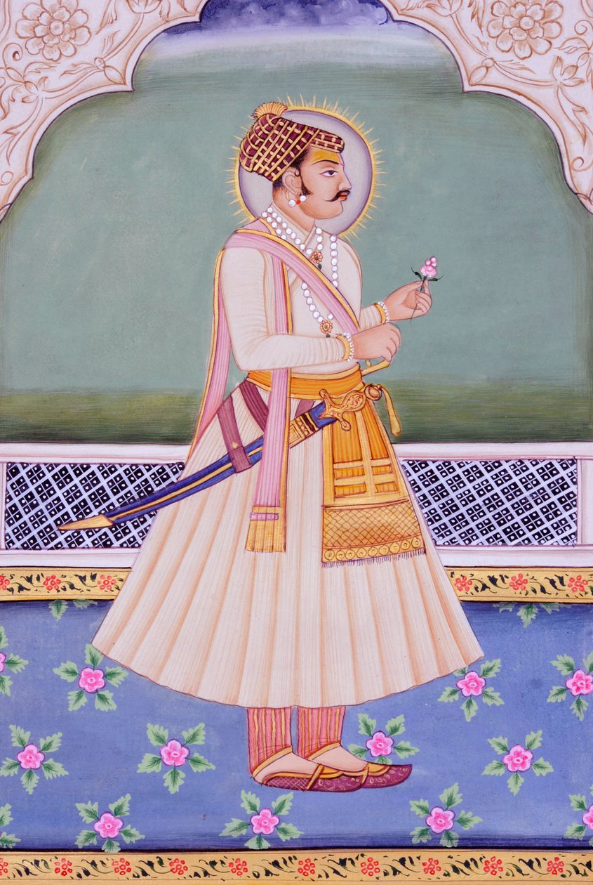 Miniatyrmålning av Mirza Raja Jai Singh, Jaipur av School Indian