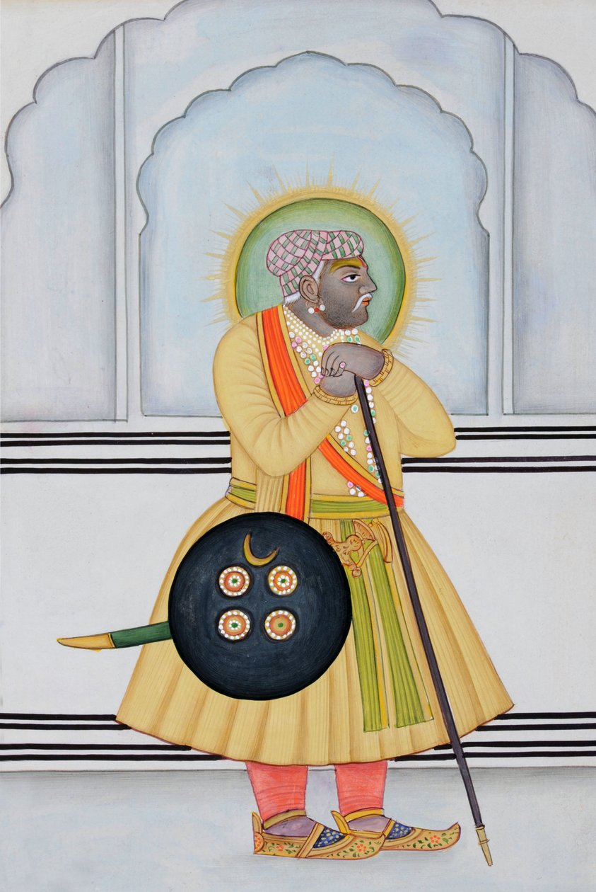Miniatyrmålning av Mirza Raja Man Singh, Jaipur av School Indian
