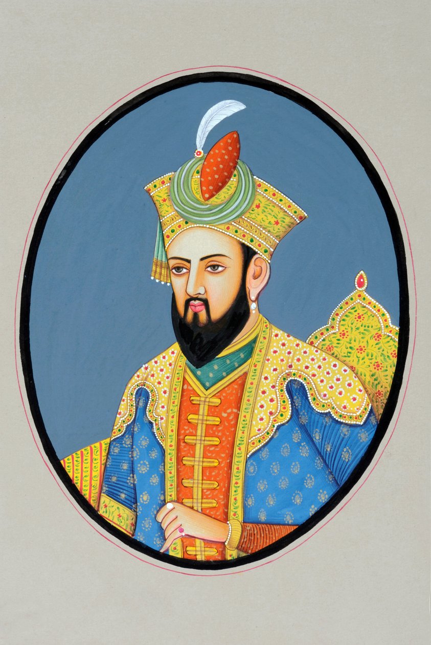 Miniatyrmålning av mogulkejsaren Babur av School Indian