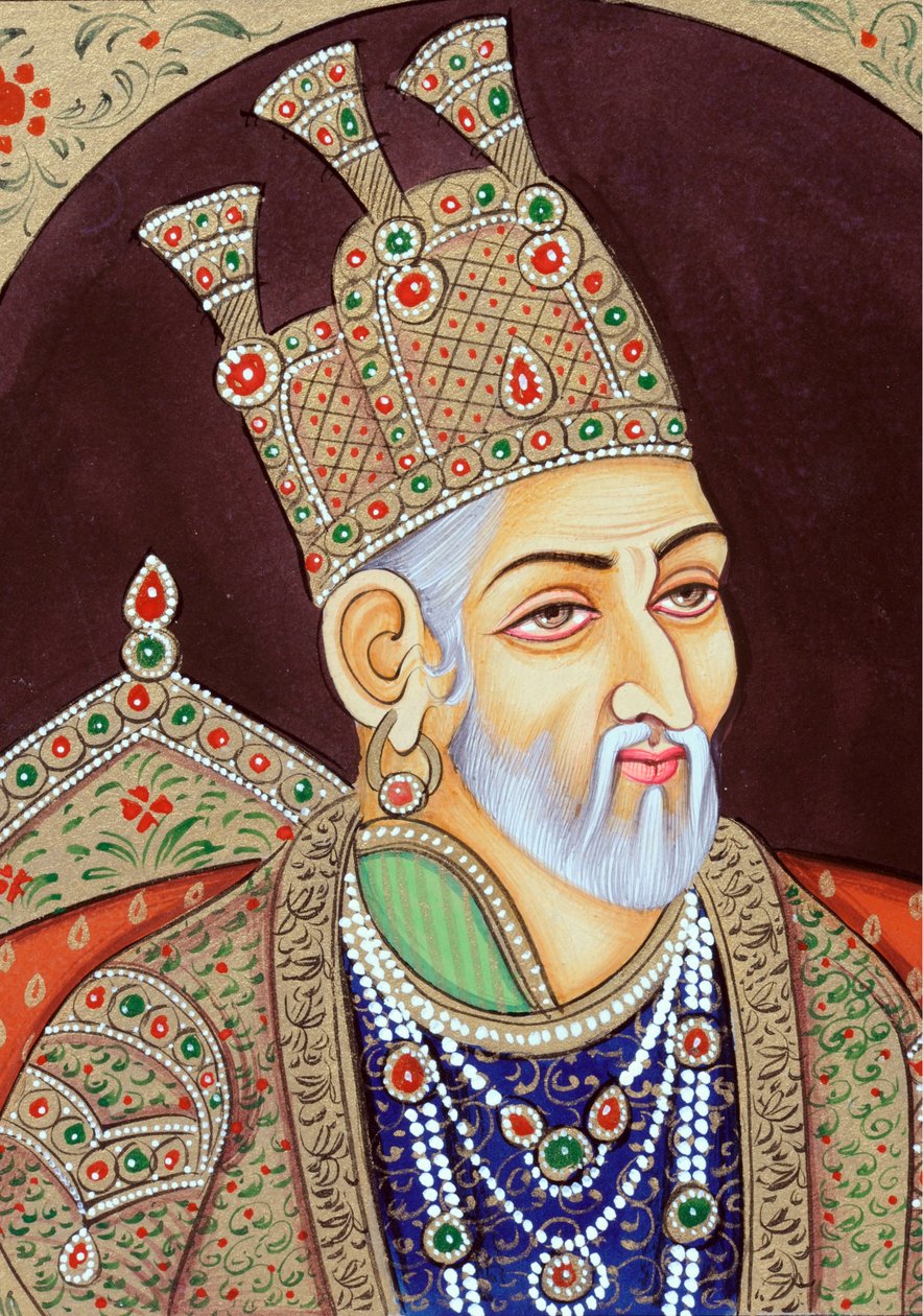 Miniatyrmålning av mogulkejsaren Bahadur Shah Zafar av School Indian