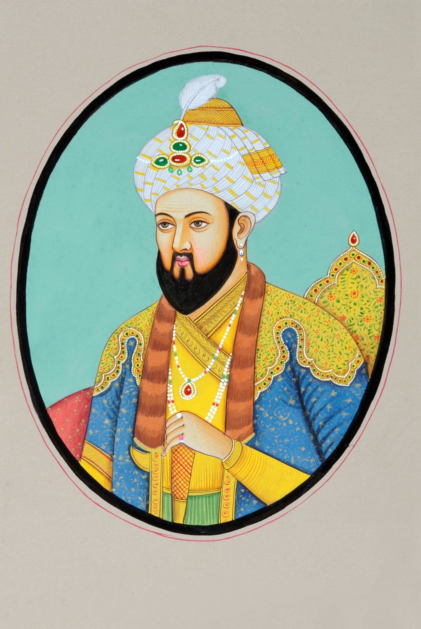 Miniatyrmålning av mogulkejsaren Humayun av School Indian