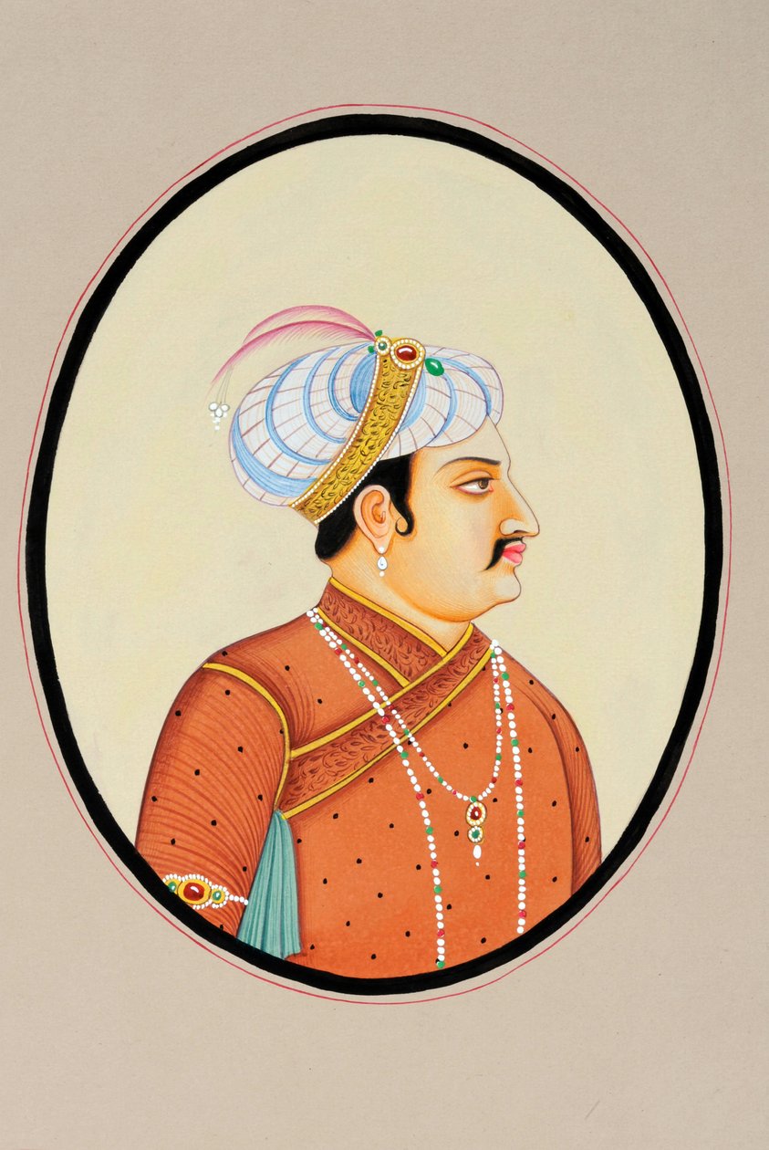 Miniatyrmålning av mogulkejsaren Jahangir av School Indian