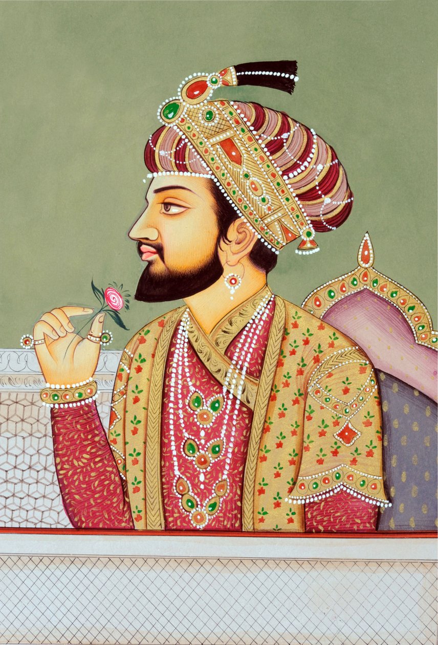 Miniatyrmålning av mogulkejsaren Shah Jahan av School Indian
