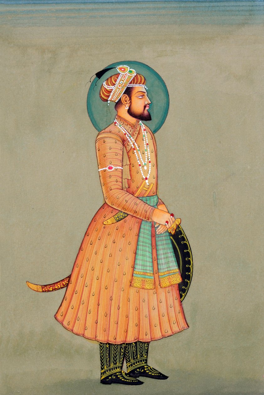 Miniatyrmålning av mogulkejsaren Shah Jahan av School Indian