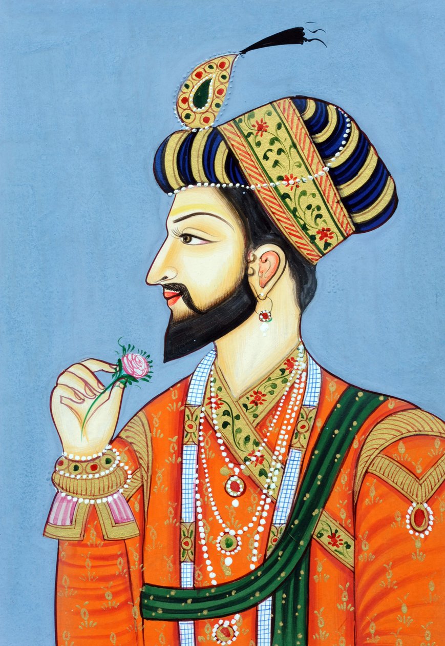 Miniatyrmålning av mogulkejsaren Shah Jahan av School Indian