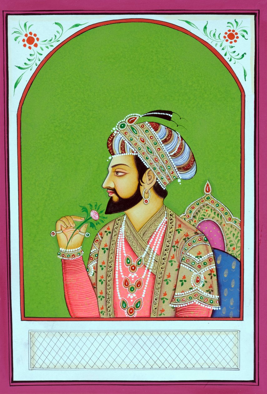 Miniatyrmålning av mogulkejsaren Shah Jahan av School Indian