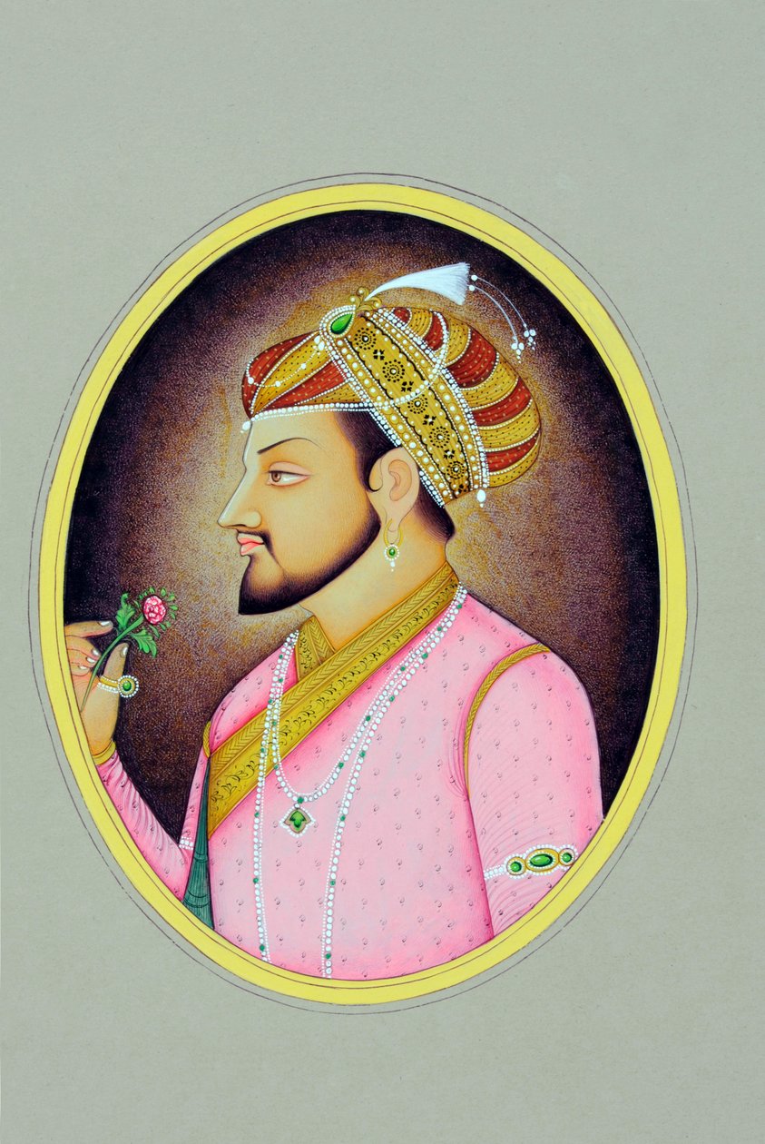Miniatyrmålning av mogulkejsaren Shah Jahan av School Indian