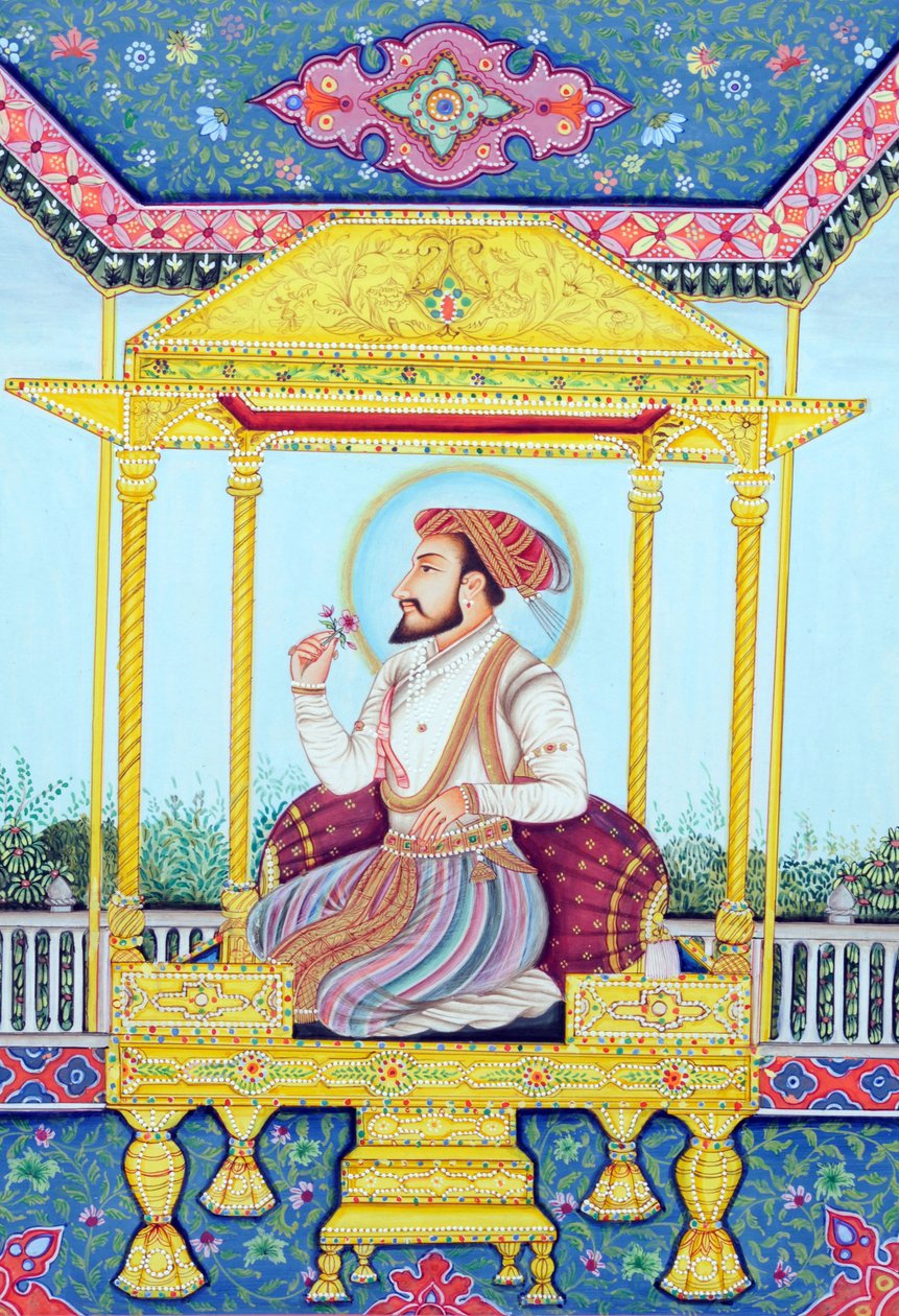 Miniatyrmålning av mogulkejsaren Shah Jahan av School Indian