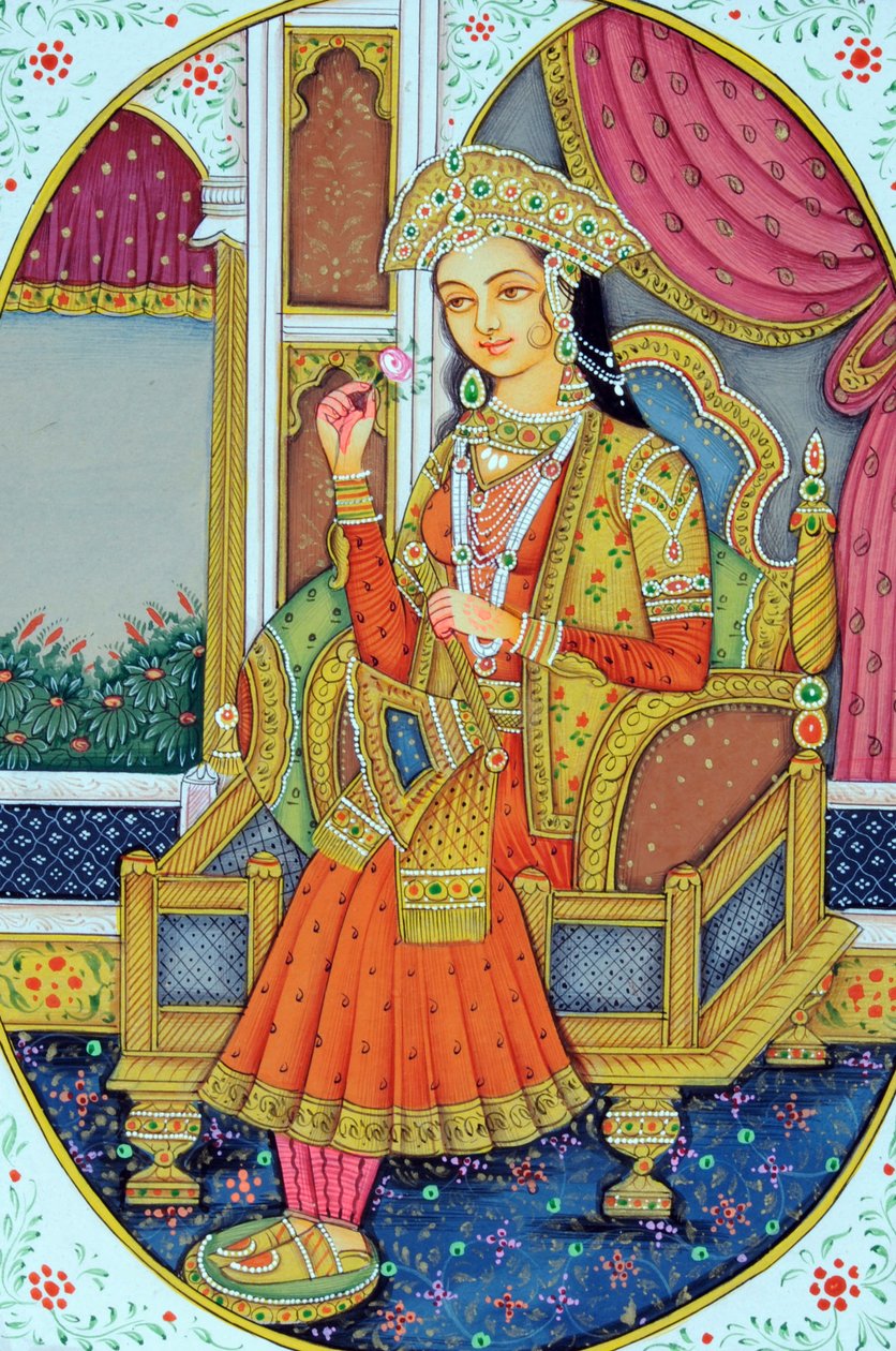 Miniatyrmålning av moguldrottningen Mumtaz Mahal av School Indian